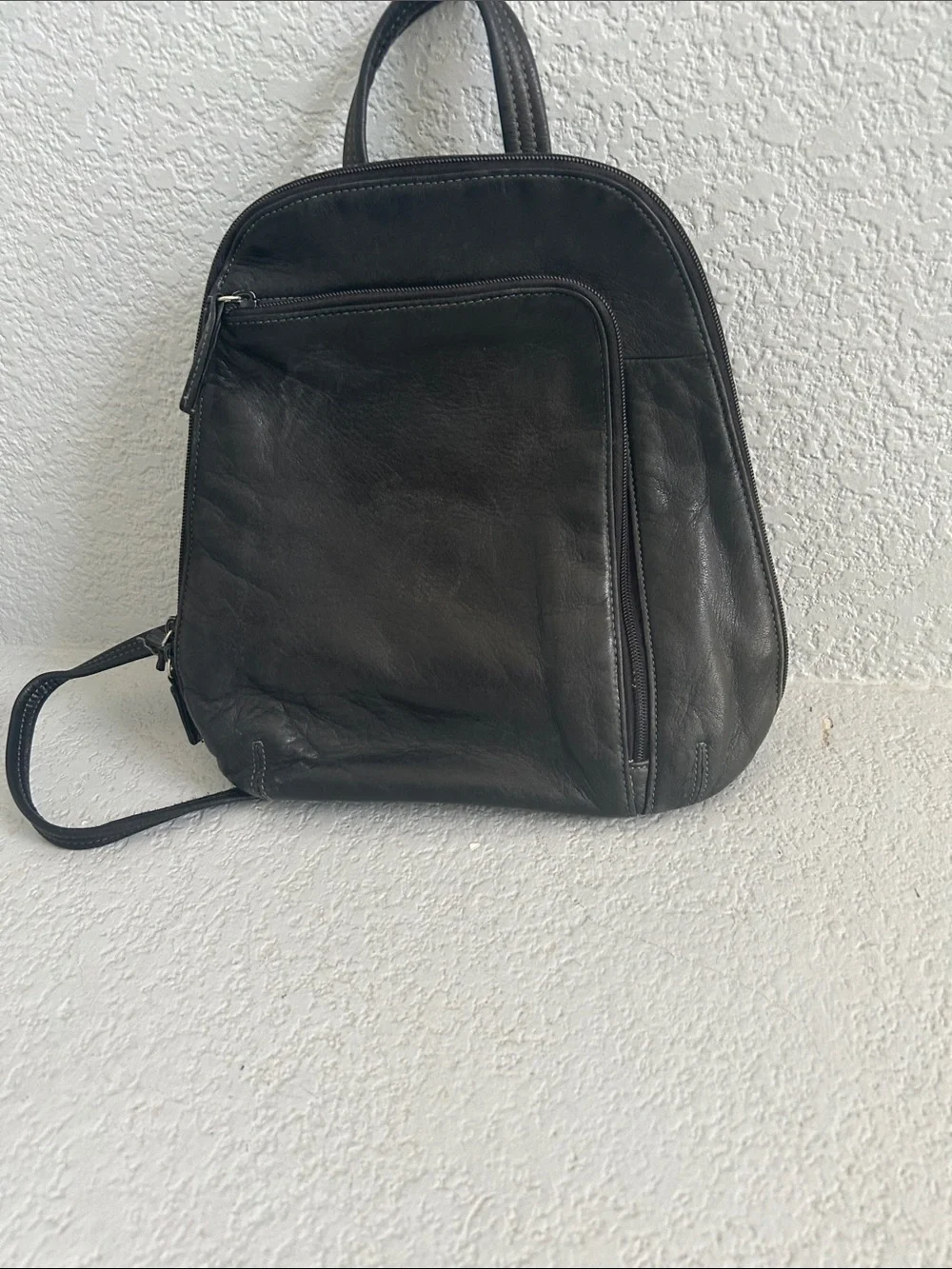 Tignanello Black Leather Backpack Sling